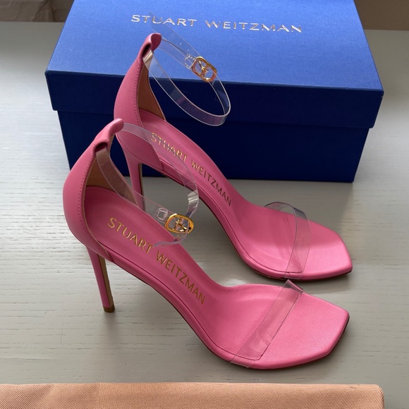 Stuart Weitzman Nudist Curve High Heel Sandals - Pink - Women's Size 8 - Picture 1 of 6